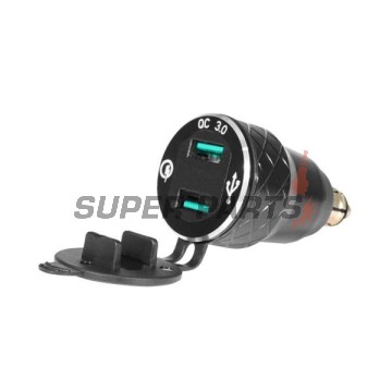 USB адаптер за запалка -4 RIDE- ERCL-MUS44, 12V, 2xUSB 3.0 + волтметър - универсален