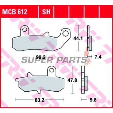Накладки -TRW- MCB612, Suzuki DR/RGV - DR650/650R/650RS/650RSE/650RE/650SE, DR750/800 Big, RGV250 - 250-800cc, 1989-2017