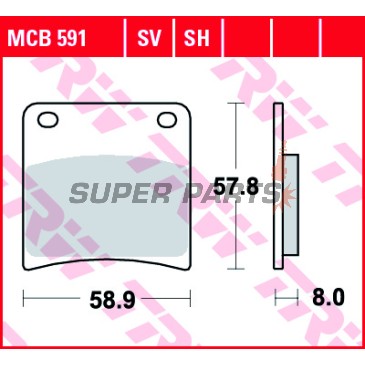 Накладки -TRW- MCB591, Kawasaki Z1300/ZG1300 DFI, Z500B, Suzuki GSX600F/750F/1100F Katana, GSX1100G, VX800 (1979-1997)