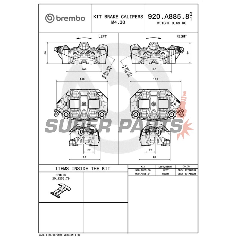 Спирачен апарат -BREMBO- Aprilia RSV4 1000 / Tuono V4R, Ducati Monster 1200 / Multistrada 1200 / Panigale 1199-1299 / xDiavel 1262, KTM Duke 690-1290 / Super Duke / SMR 450, MV Agusta F4 1000RR, Triumph Scrambler 1200 / Thruxton 1200 (2010-2022