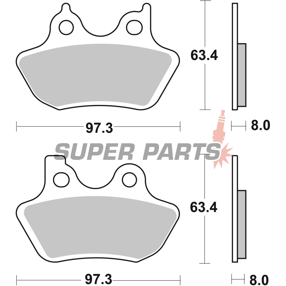 Накладки -BREMBO- 07HD16SA, Harley-Davidson Road King/Electra Glide/Street Glide/Road Glide, Softail/Fat Boy/Heritage, Dyna Super Glide/Low Rider/Wide Glide, Sportster 883/1200, V-Rod