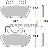Накладки -BREMBO- 07HD16SA, Harley-Davidson Road King/Electra Glide/Street Glide/Road Glide, Softail/Fat Boy/Heritage, Dyna Super Glide/Low Rider/Wide Glide, Sportster 883/1200, V-Rod