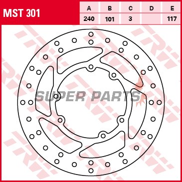Спирачен диск -TRW- MST301, 240mm, Honda CR125R / CR250R / CR500R (1979-2012), CRF250R-X / CRF450R-X (2002-2018)