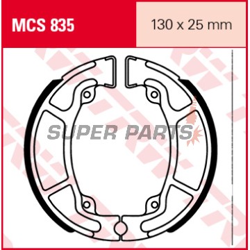 Накладки (челюст) -TRW- MCS835, 130x25mm, Honda CT 110X, Lead 100, NES 125, PS 125i/150i, SH 125/150