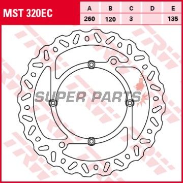 Спирачен диск -TRW- MST320EC, 260mm, Husqvarna CR/WR/WR-E 125-360 2T + SM/SMS 125 + TC/TE/TXC 250-630 4T (2000-2014)