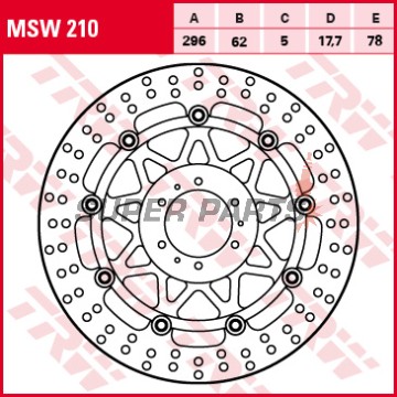 Спирачен диск -TRW- MSW210, 296mm, Honda CB 1100, CBR 600F, VFR 800/Crossrunner, XL 1000 Varadero ABS (1999-2015)